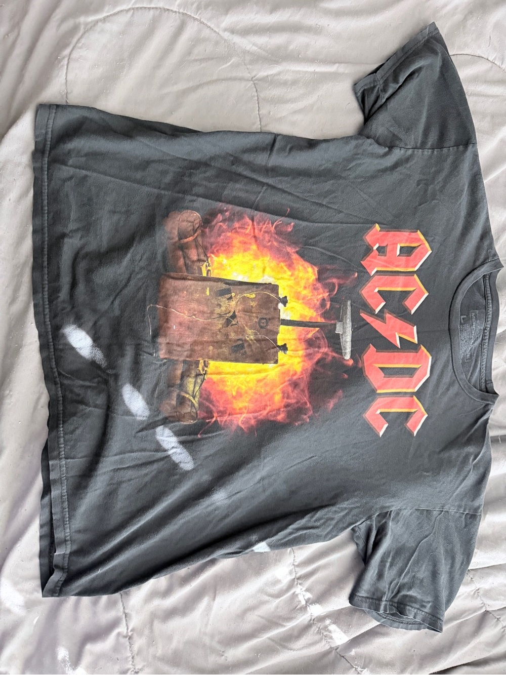 Live Nation AC/DC Black Graphic Tee with Red and Yellow Flame Art